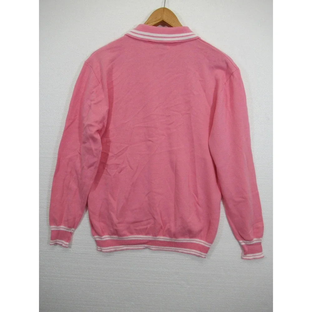 NEW OXKNIT 60s Mod Style Pink Cardigan Sweater Men M Pink Long Sleeve Retro